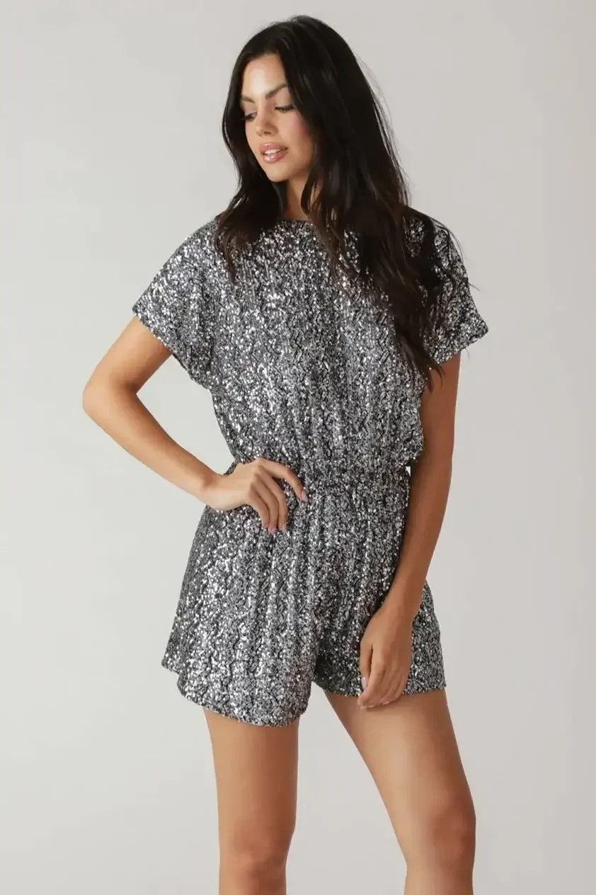 SCOUT SILVER SEQUIN ROMPER