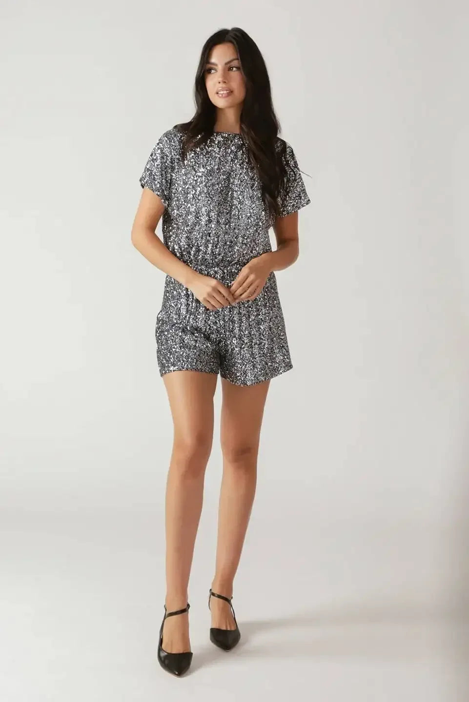 SCOUT SILVER SEQUIN ROMPER