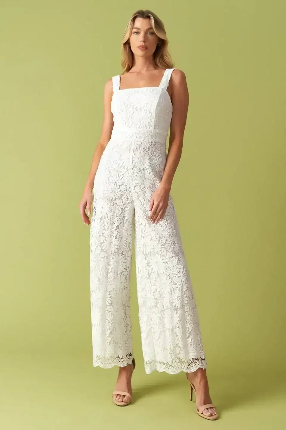 MEANT TO BE - WHITE LACE WIDE LEG JUMPSUIT