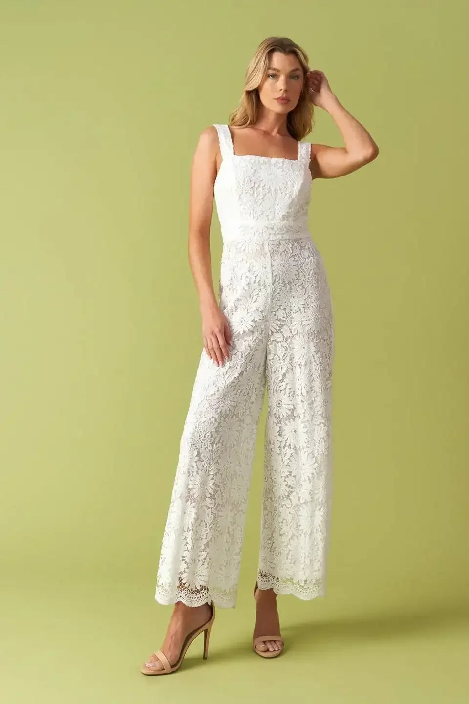 MEANT TO BE - WHITE LACE WIDE LEG JUMPSUIT