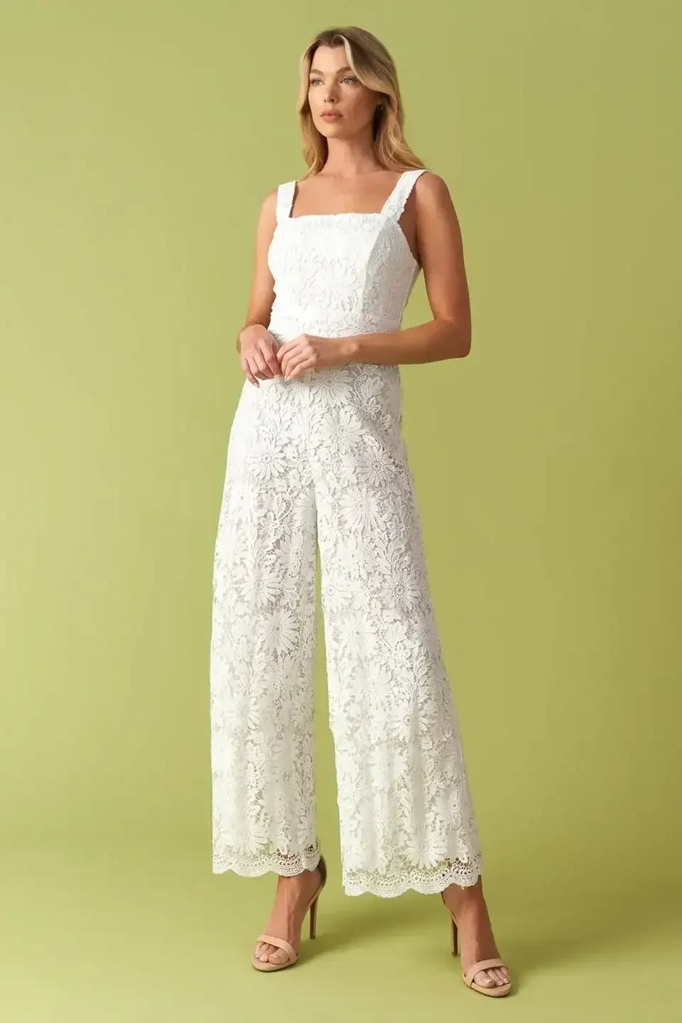 MEANT TO BE - WHITE LACE WIDE LEG JUMPSUIT