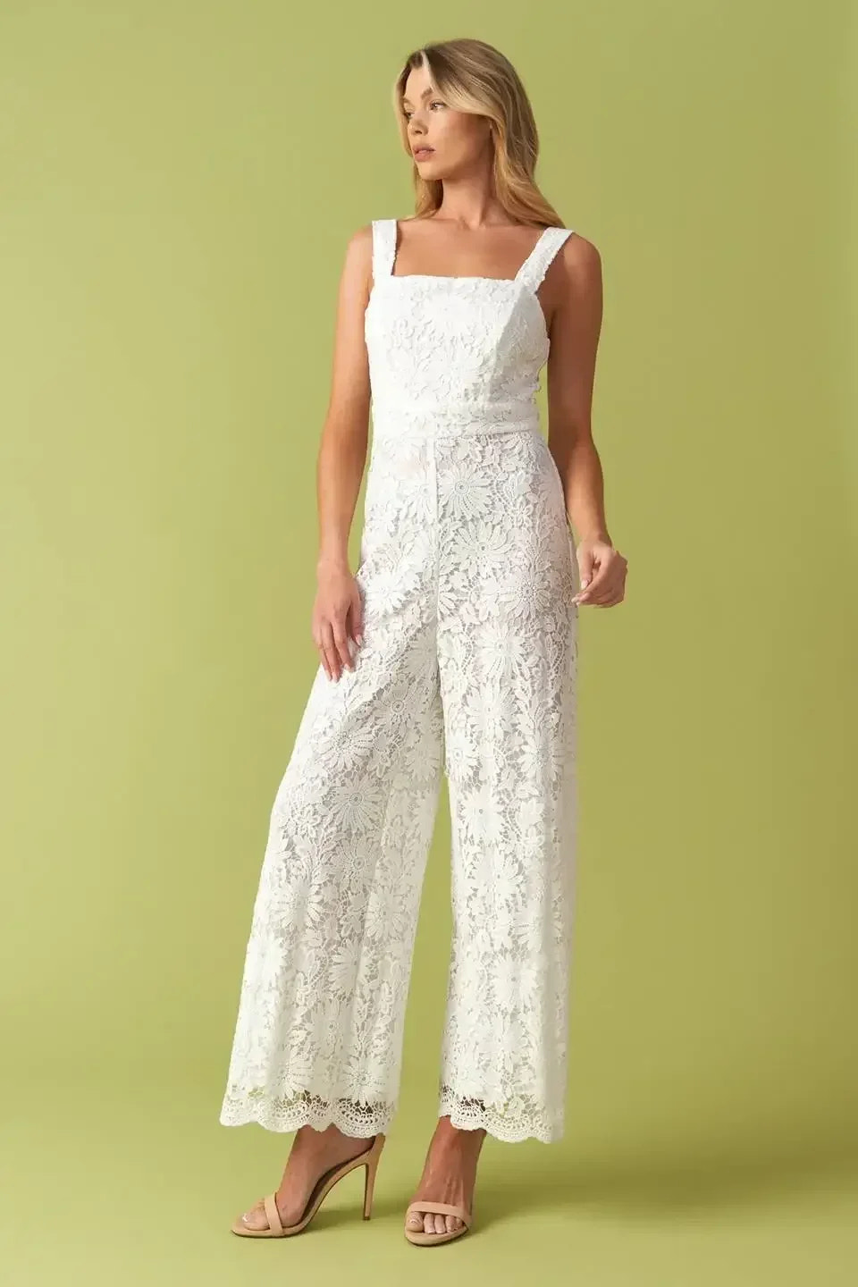 MEANT TO BE - WHITE LACE WIDE LEG JUMPSUIT