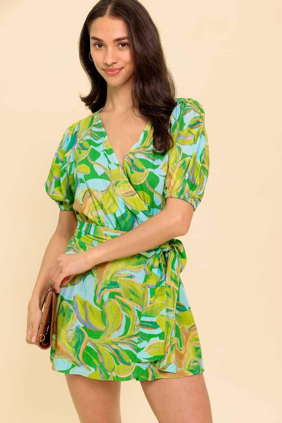 LINDSEY GREEN TROPICAL PRINT SKORT ROMPER