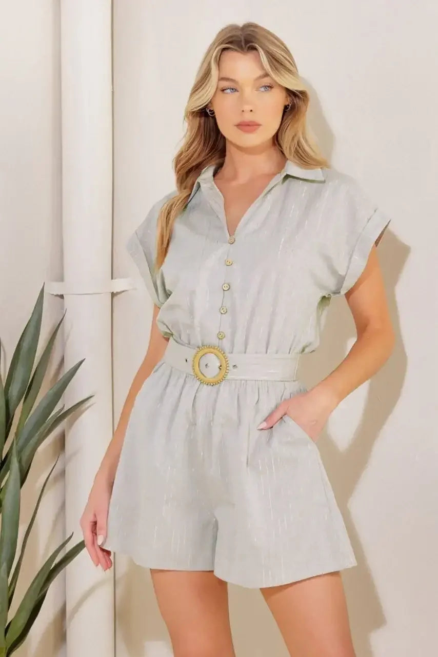 RENEE METALLIC THREAD ROMPER
