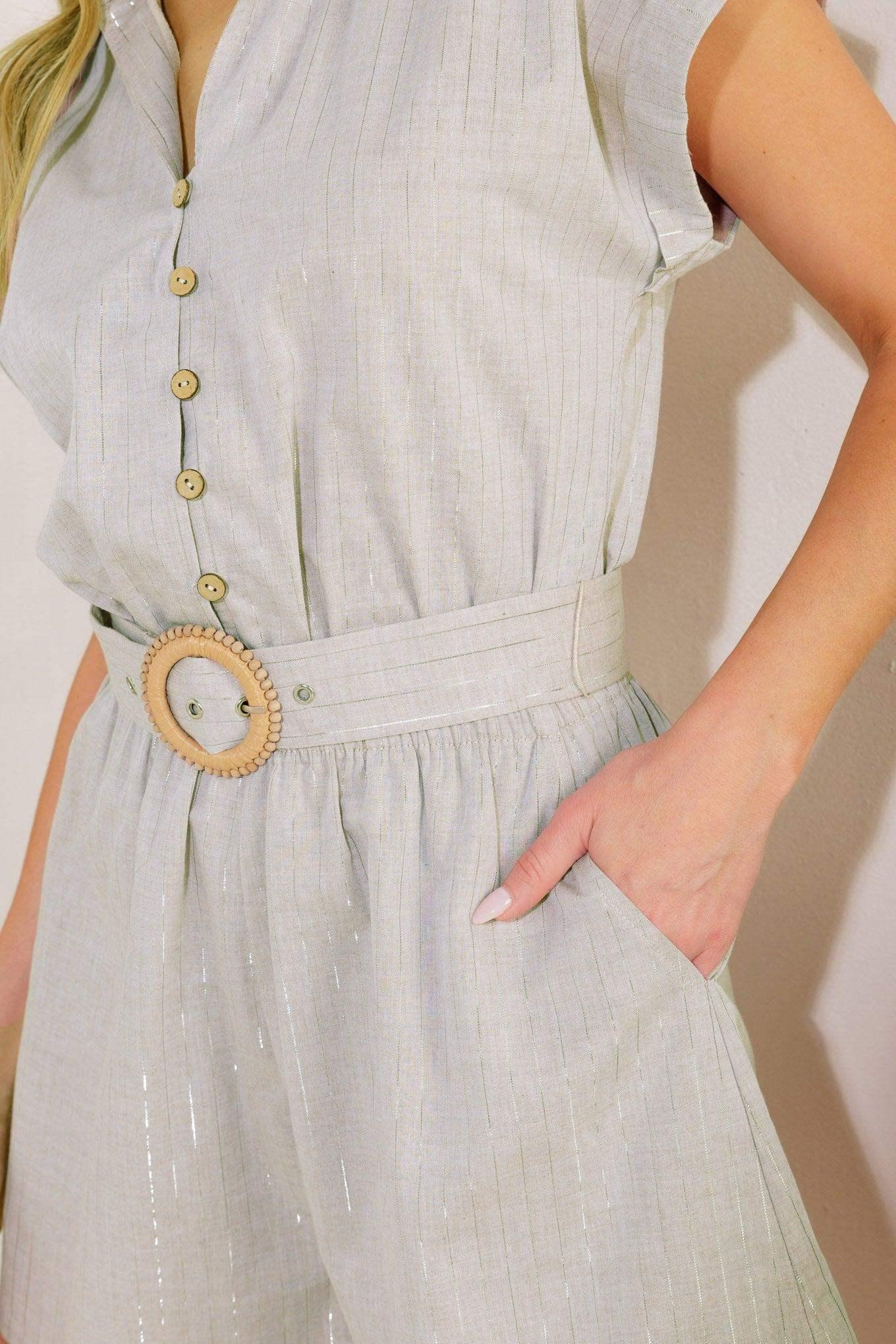 RENEE METALLIC THREAD ROMPER