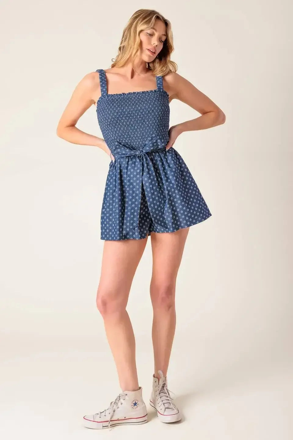 DAISIES DENIM ROMPER