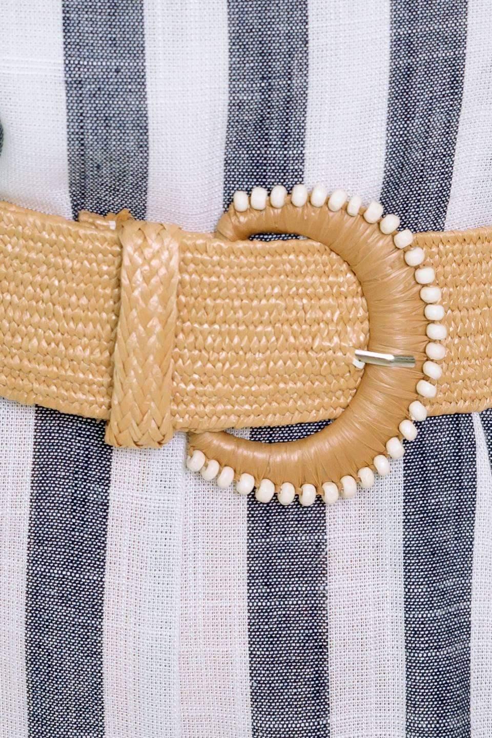 GREER STRAPLESS JUMPSUIT - WHITE & CHARCOAL STRIPE