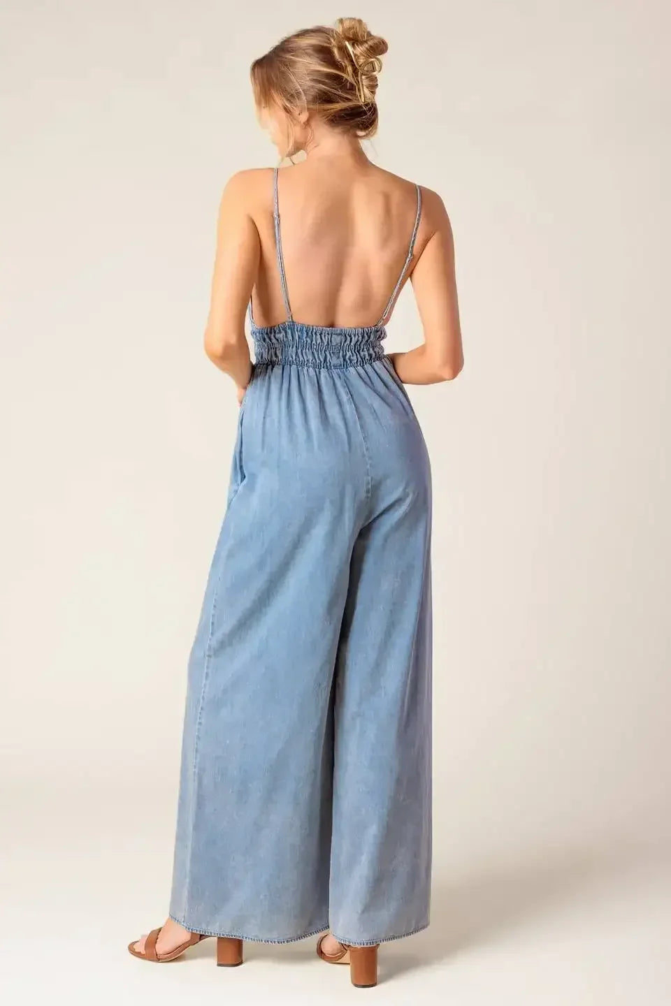CONSTANCE ACID BLUE DENIM JUMPSUIT - FINAL SALE