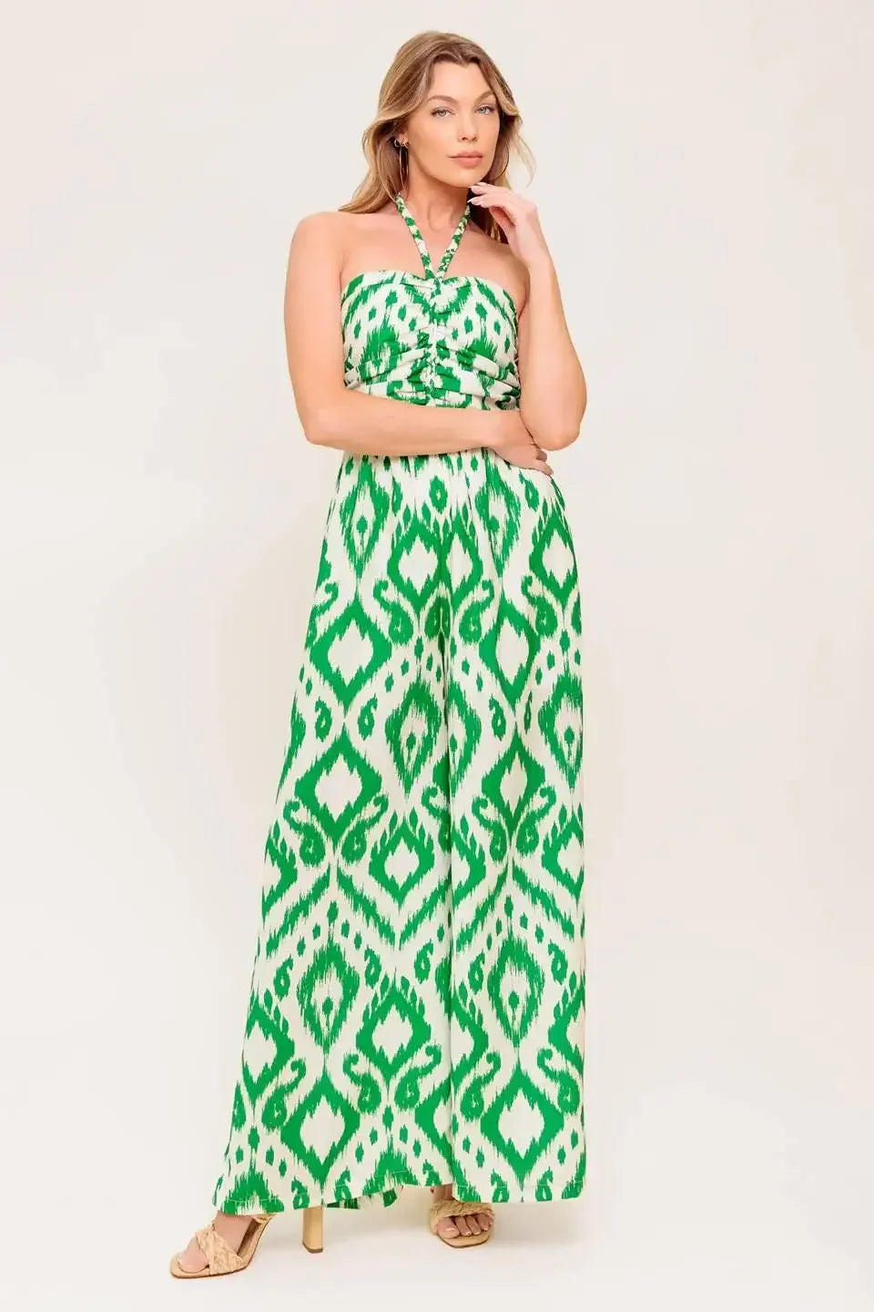 PENNY GREEN BRAIDED HALTER JUMPSUIT