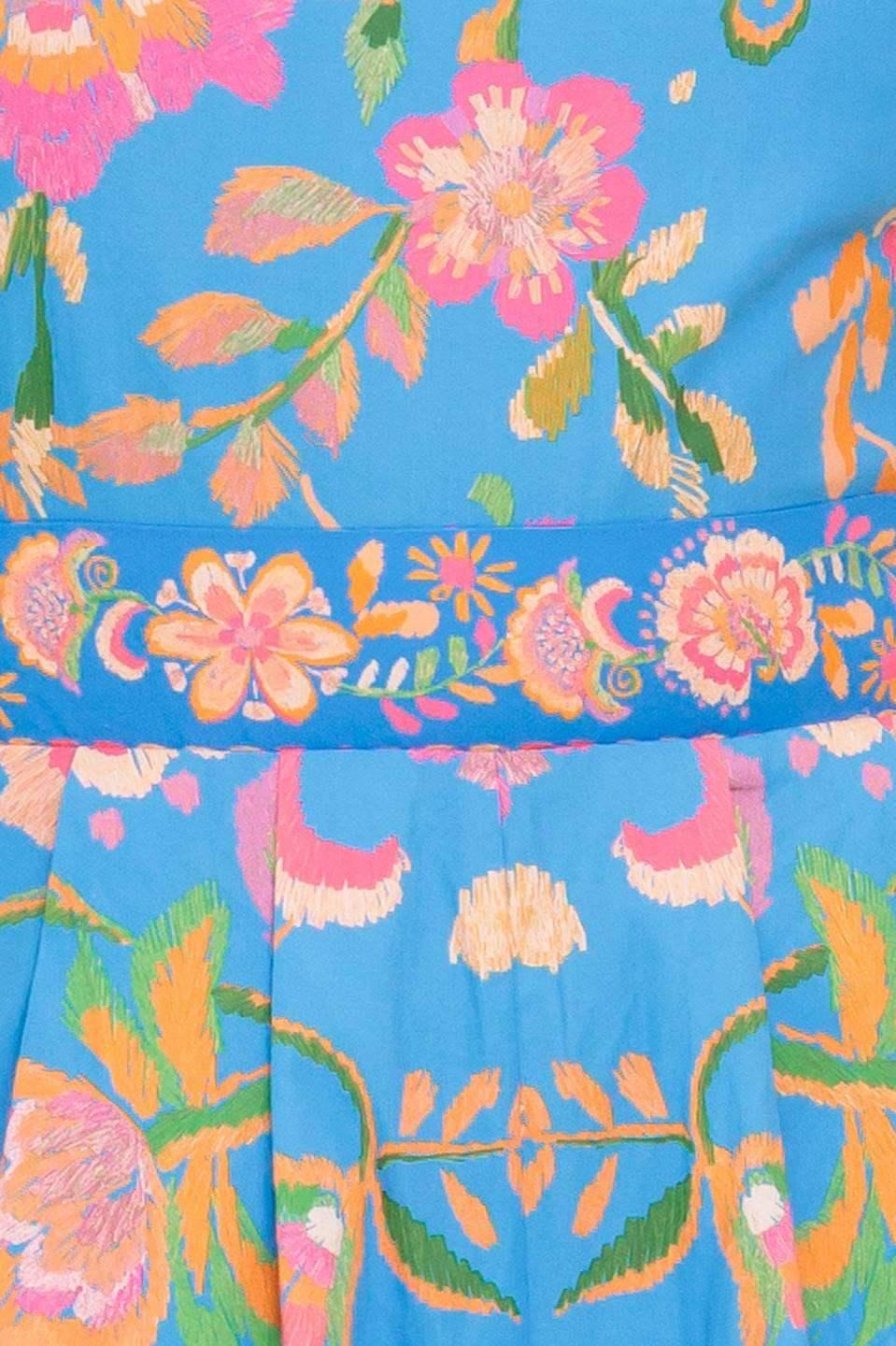 KENDALL FLORAL PRINTED ROMPER - BLUE