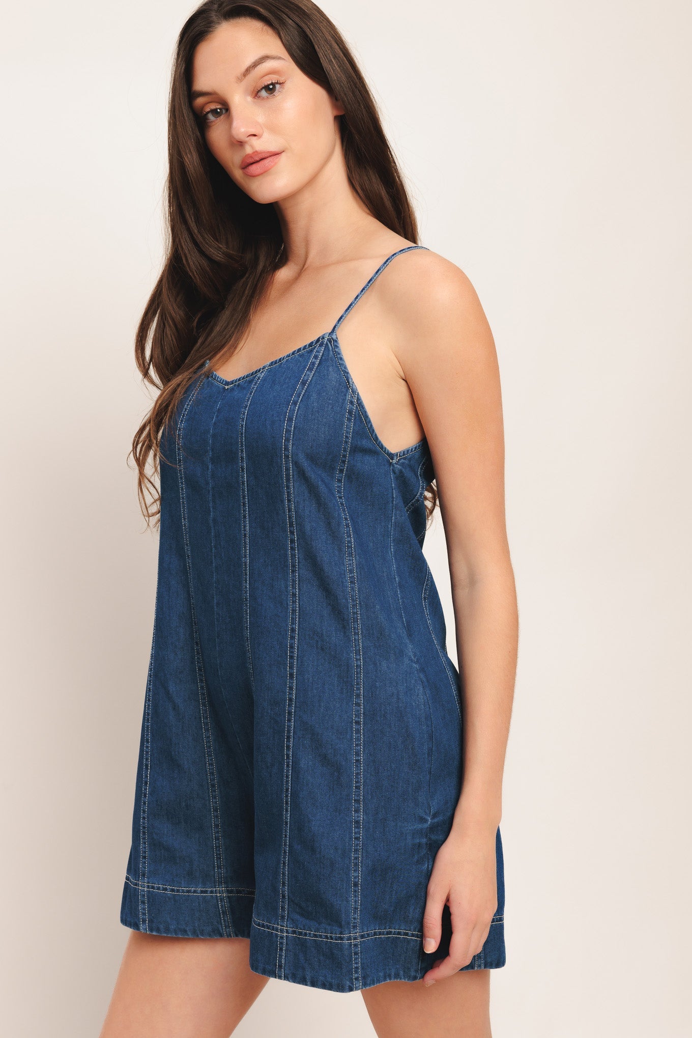 FRONTIER FLIRT LIGHTWEIGHT DENIM ROMPER- FINAL SALE