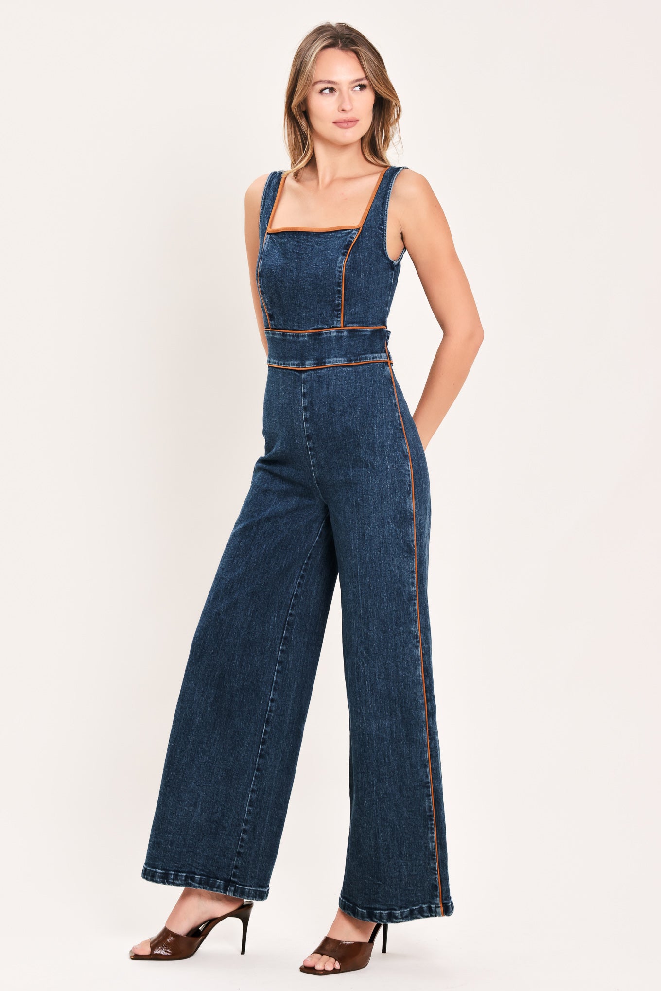 WESTERN STAR DAYDREAM - SQUARE NECK DENIM JUMPSUIT