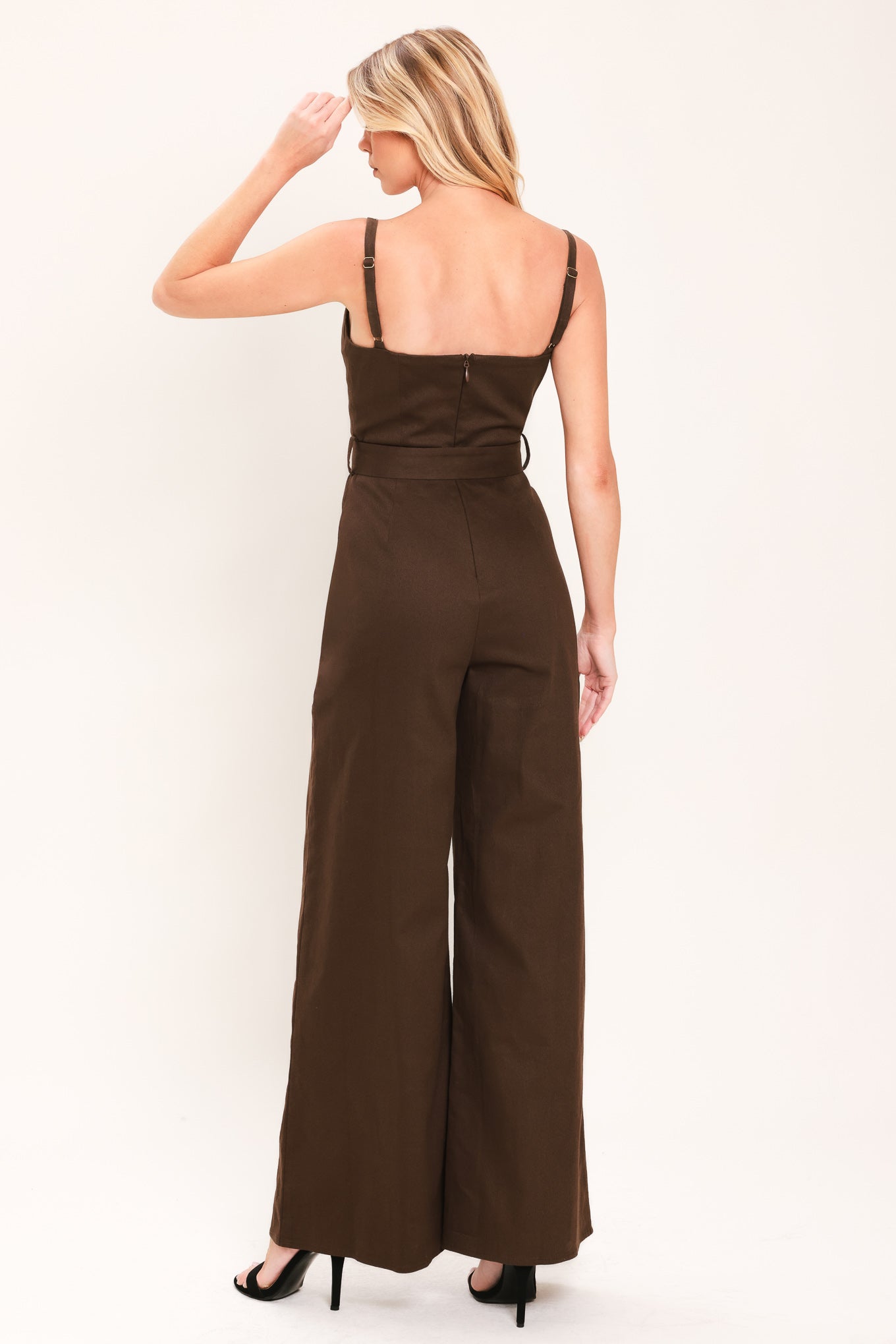 TOFFEE SWEETHEART - WIDE LEG BROWN JUMPSUIT