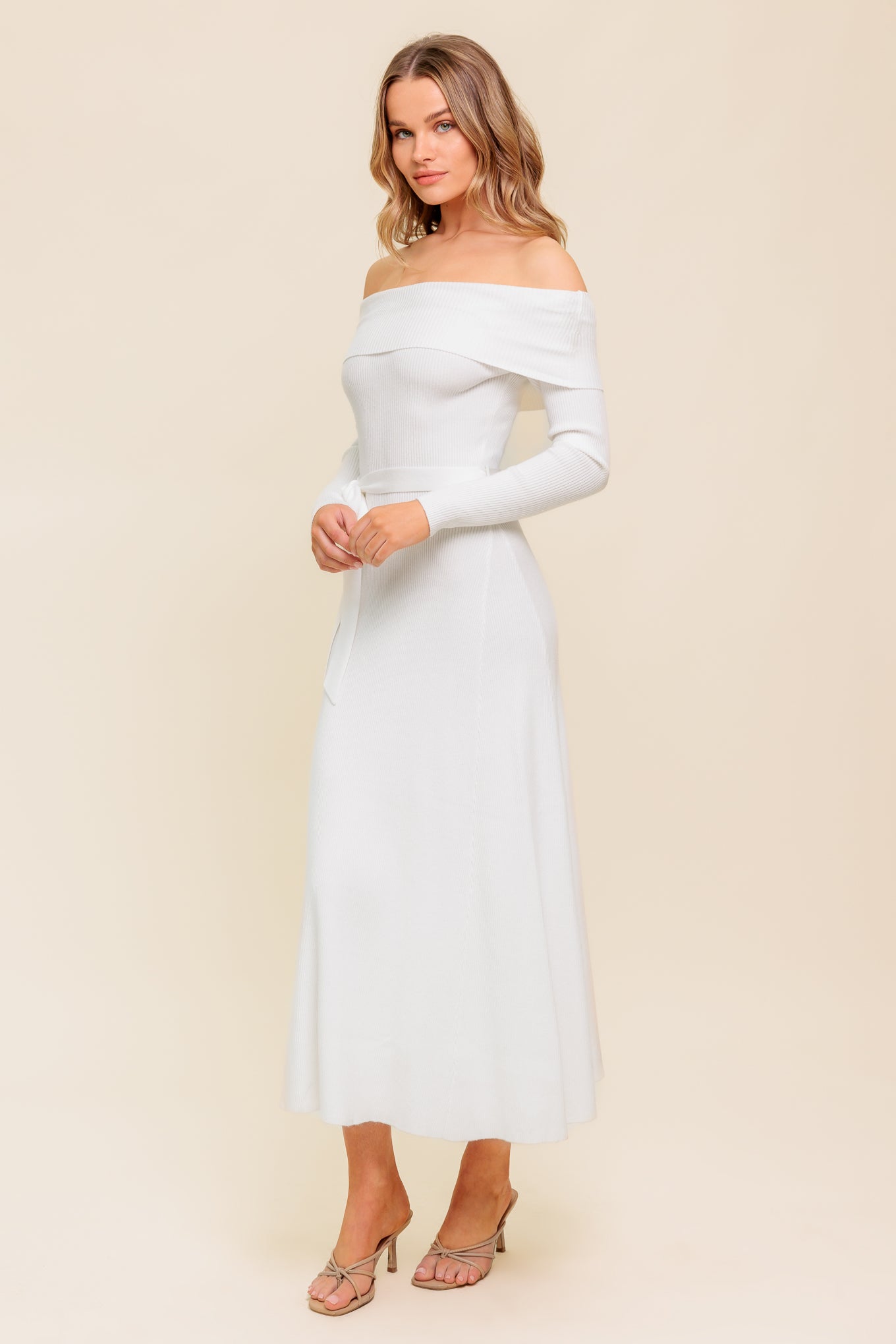 RUSTIC RETREAT - OFF THE SHOULDER SWEATER DRESS - FINAL SALE