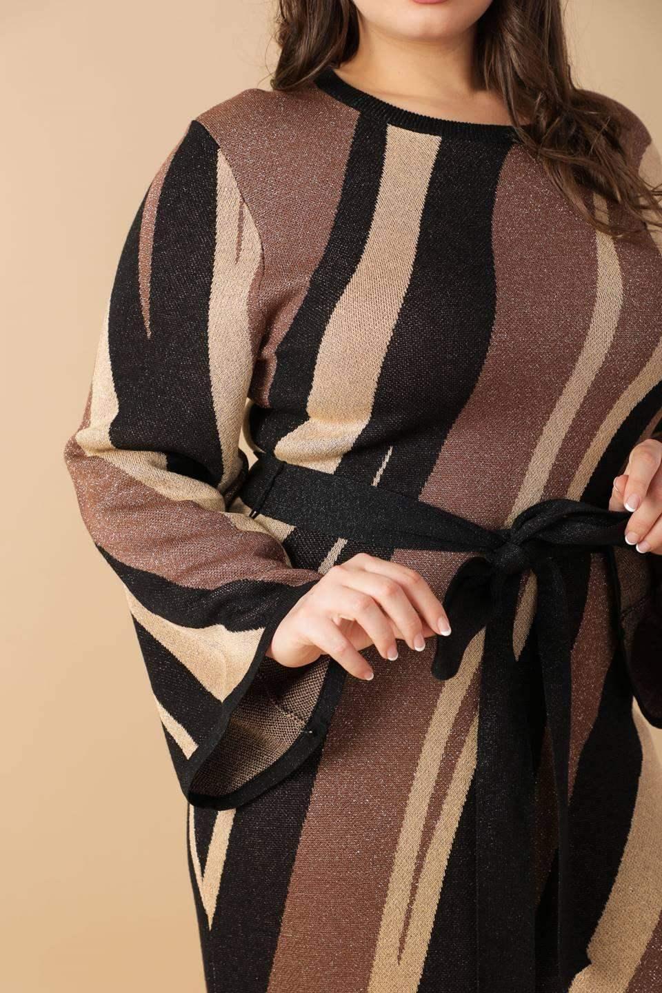 PUT ON A SMILE BROWN MIDI SWEATER DRESS