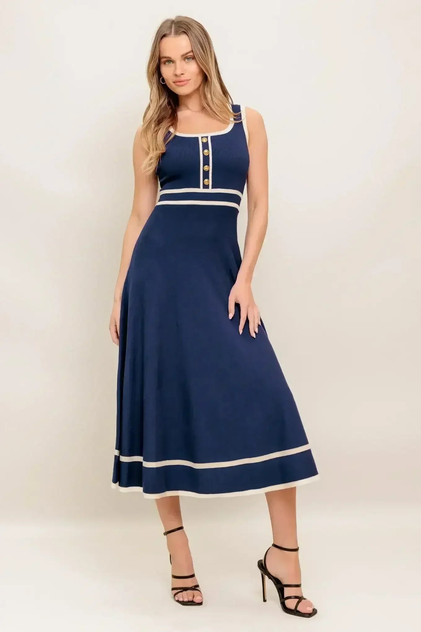 DAYDREAMING KNIT MIDI DRESS - NAVY - FINAL SALE