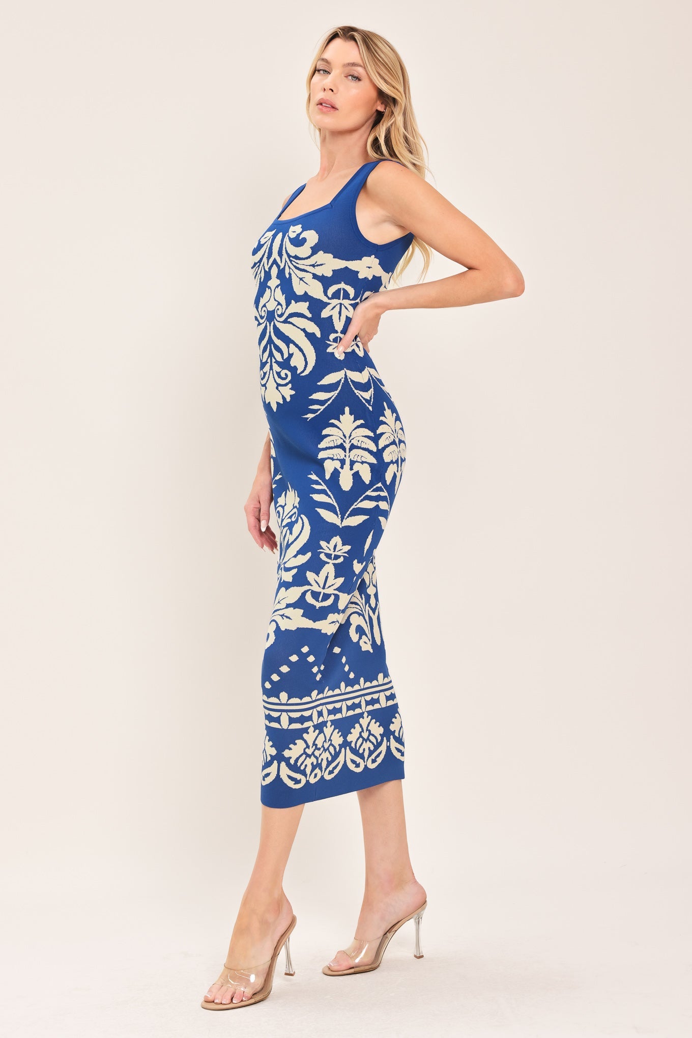 greek midi dress Lady Black Tie - Greek Isle Glam Jacquard Midi Dress