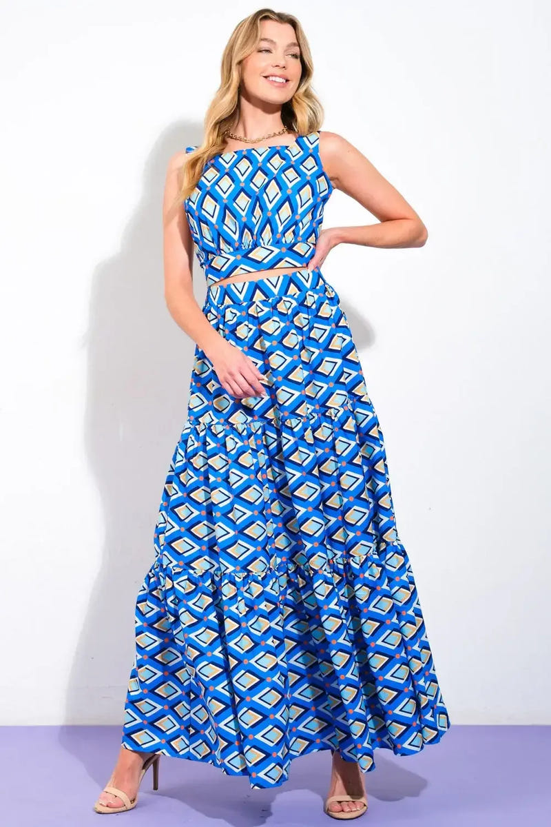 SUMMER JOURNEY - BLUE - TOP & SKIRT SET