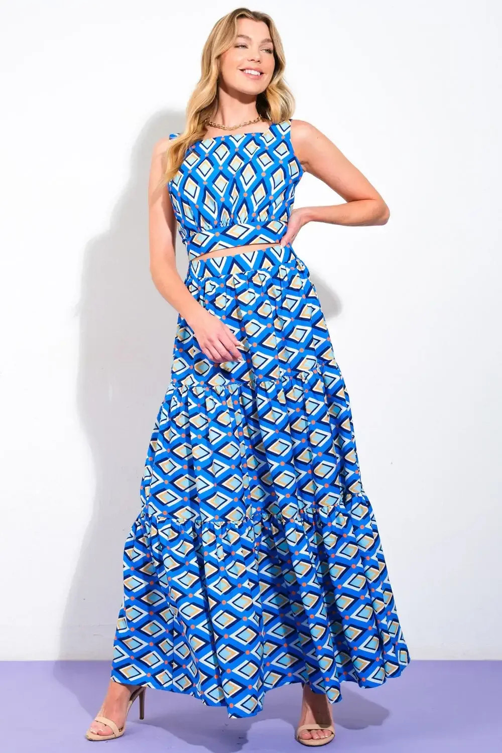 SUMMER JOURNEY - BLUE - TOP & SKIRT SET