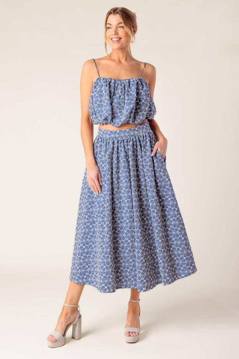 THE BEAUTY OF NOW TOP & SKIRT SET - CHAMBRAY