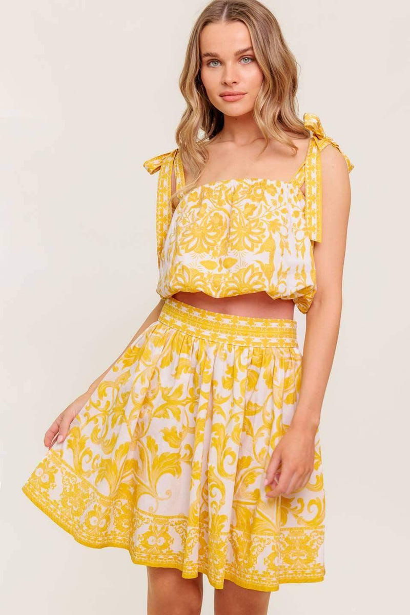 SUNLIT DREAMS TOP & SKIRT SET - YELLOW