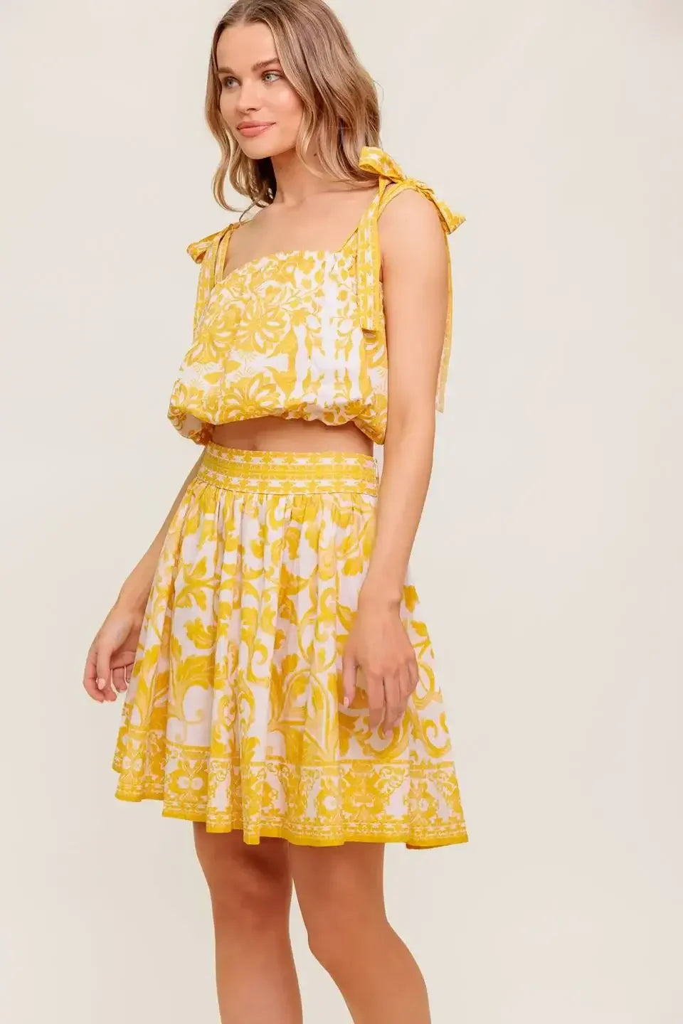 SUNLIT DREAMS TOP & SKIRT SET - YELLOW