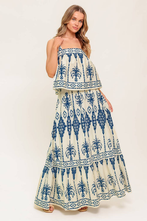 ROMANTICALLY SPEAKING WOVEN TOP AND SKIRT SET