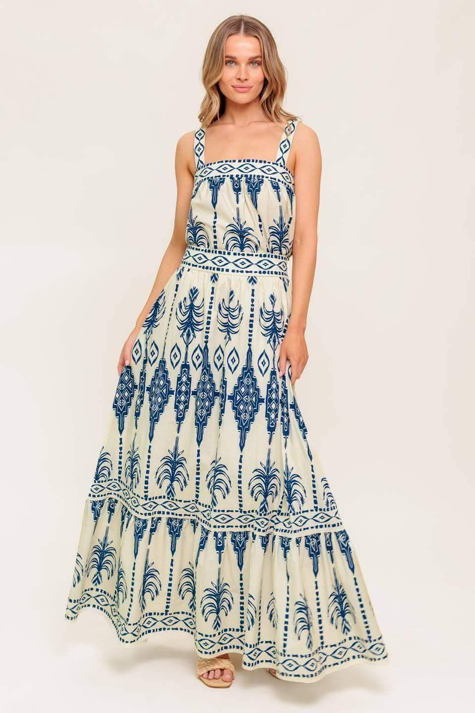 BOHO RHYTHM TOP & SKIRT SET - NAVY