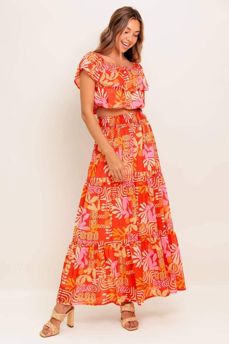 SUNBEAMS TOP & SKIRT SET - RED