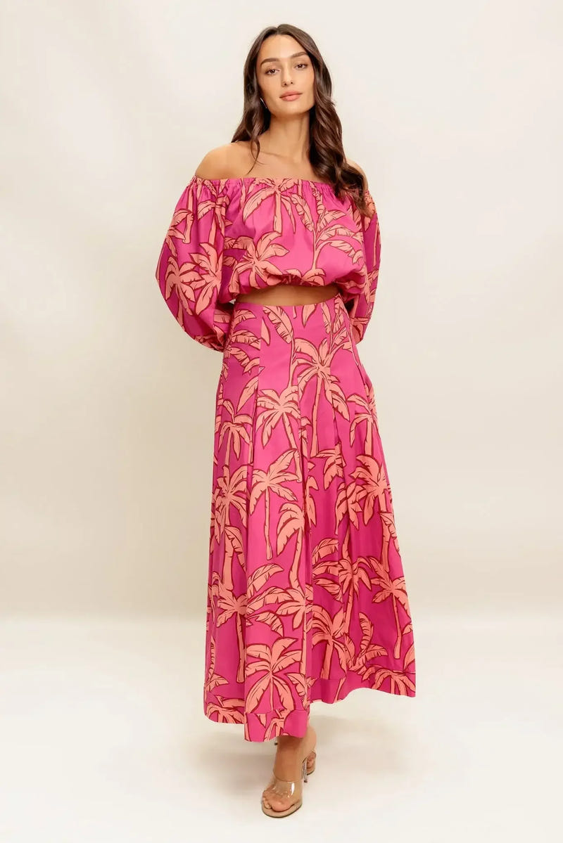 Staci Off-Shoulder Top & Circle Midi Skirt Set