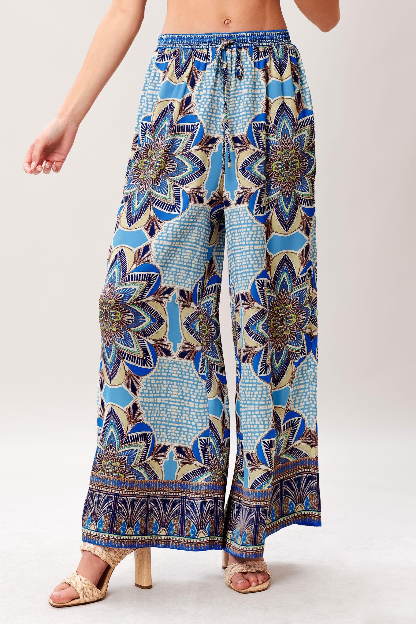 AZURE MANDALA SCARF TOP AND PANT SET | Lady Black Tie