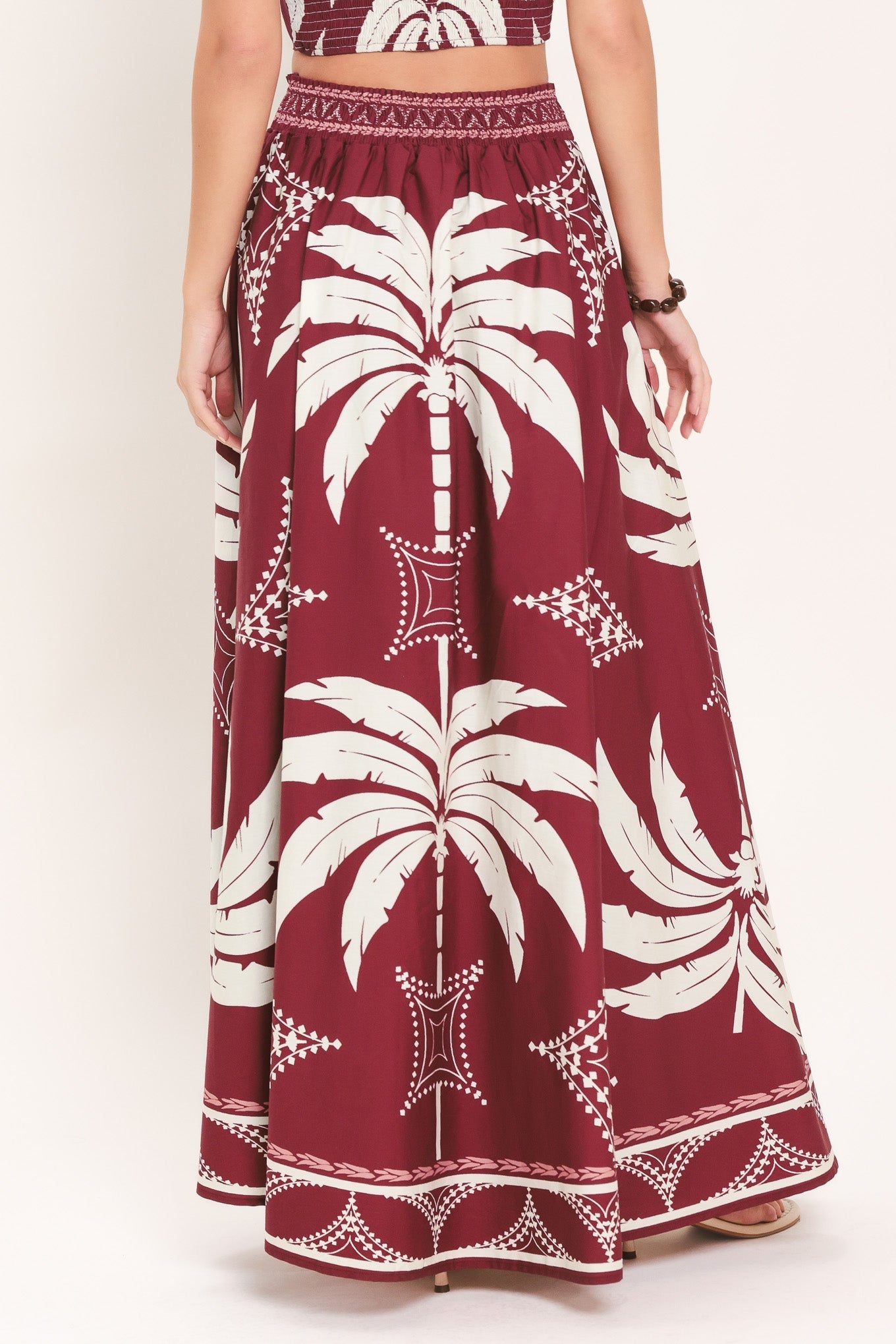 PARADISE CHARM BURGUNDY TOP & SKIRT SET
