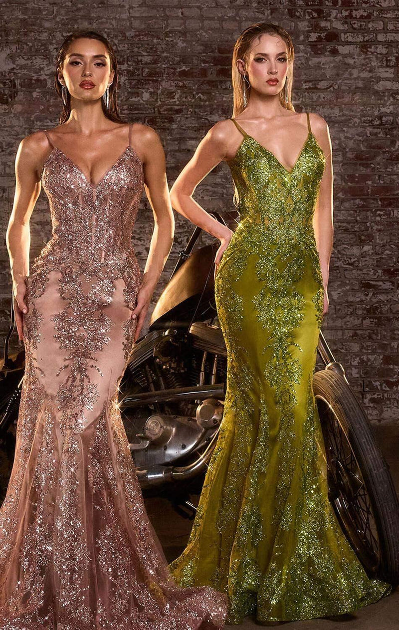 Lyra Gown - Mocha Gold - FITTED FLORAL GLITTER PRINT CORSET GOWN