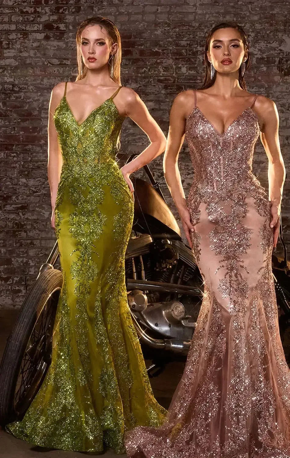 Lyra Gown - Greenery - FITTED FLORAL GLITTER PRINT CORSET GOWN