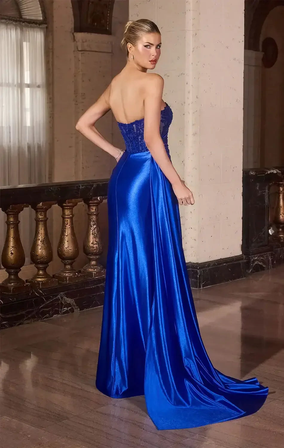 CHARLIZE GOWN - DRAPED SATIN EVENING DRESS