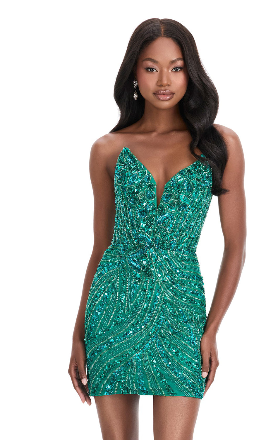 jade cocktail dress Rachel Allan 40346