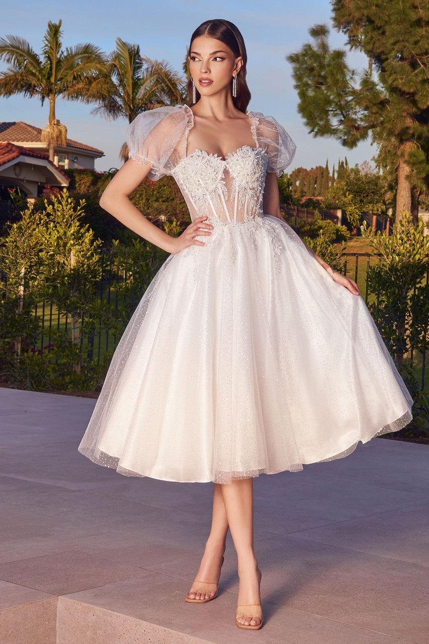 Lady Black Tie - Jane Midi Dress - Off-white Glitter Tulle Dress