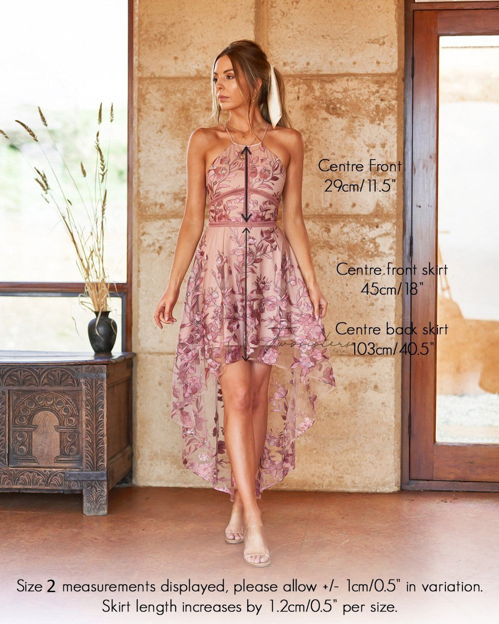 Lady Black Tie - Jennifer Dress - Embroidered Floral High-low Hemline - Size 10 Lady Black Tie - Jennifer Dress - Embroidered Floral High-low Hemline - Size 10