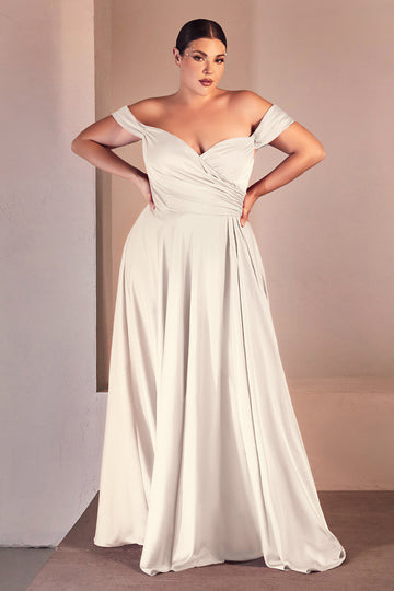 Lady Black Tie - Jillian Gown - Off White - A-line Soft Satin Off The Shoulder Dress - Size 12 Lady Black Tie - Jillian Gown - Off White - A-line Soft Satin Off The Shoulder Dress - Size 12