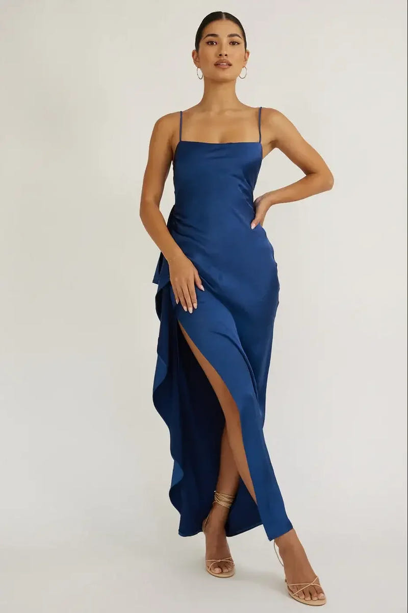 Tamera Satin Maxi Dress - Navy
