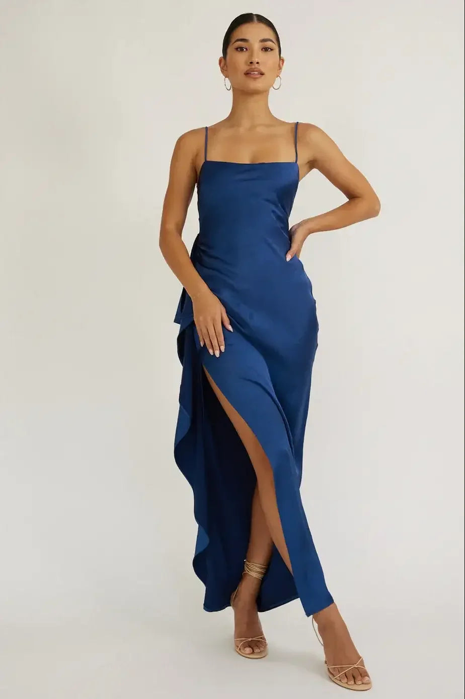 Tamera Satin Maxi Dress - Navy