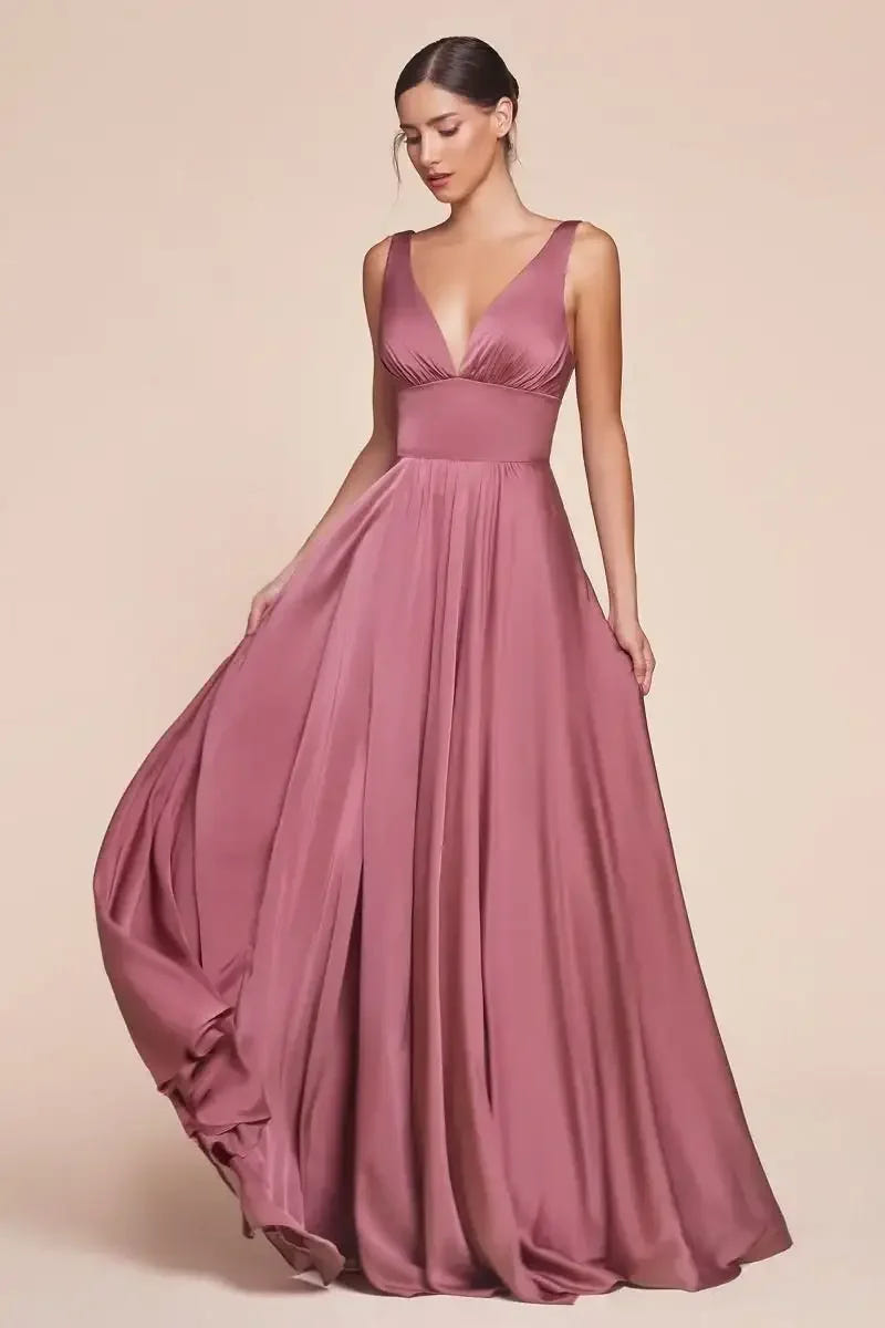 Kinsley Gown - Mauve Rose - Soft Satin A-line Dress