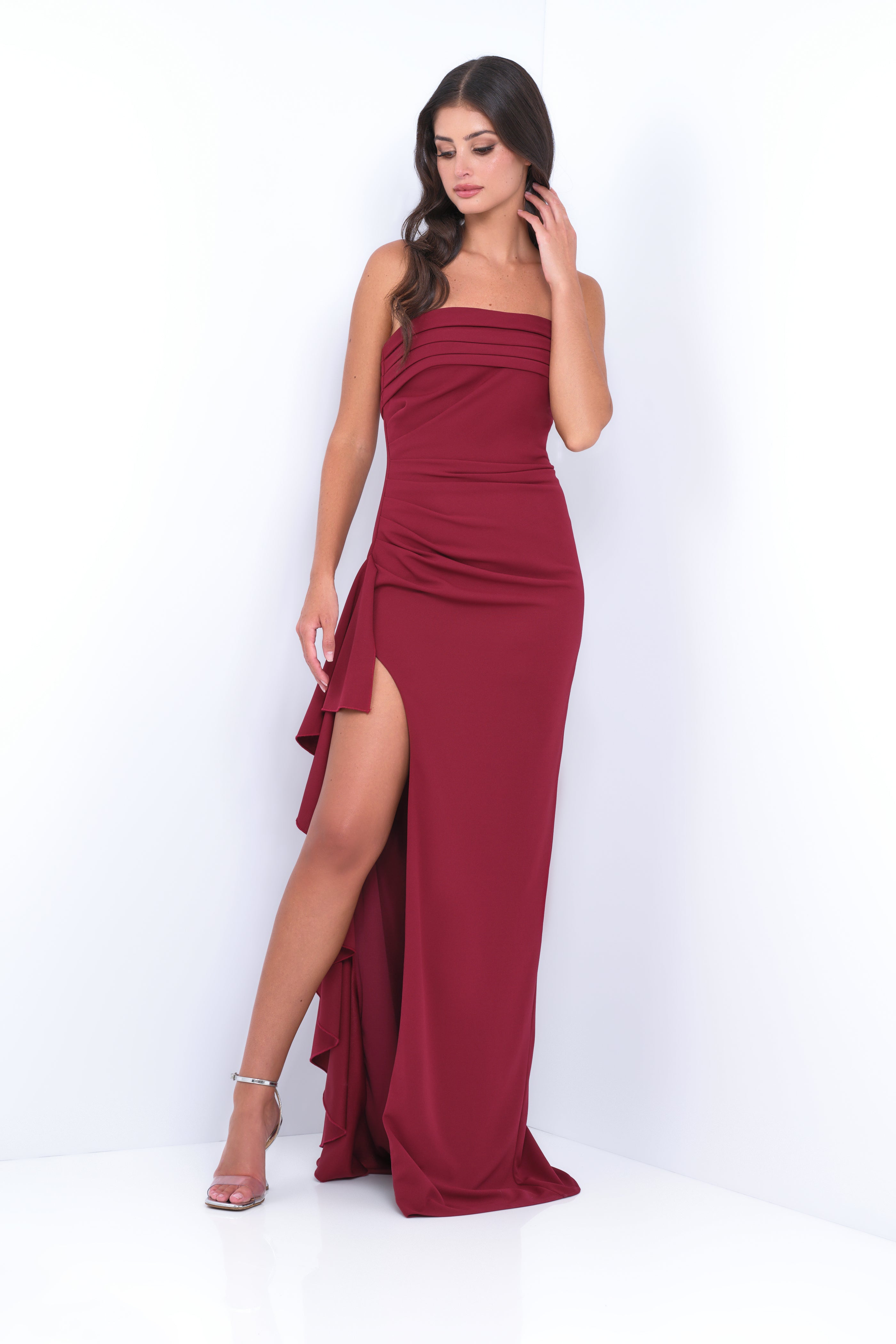 Velvi - Marie Strapless Maxi Dress - Burgundy - Size Large Velvi - Marie Strapless Maxi Dress - Burgundy - Size Large