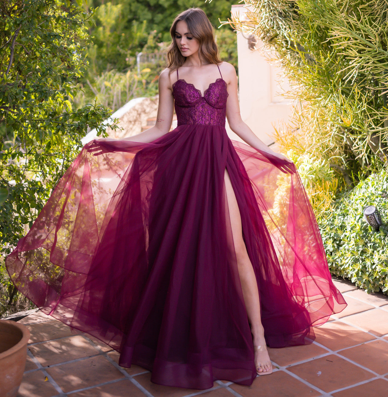 Velvi - Dani Gown - Mulberry - Lace & Tulle A-line Dress - Size Extra Small Velvi - Dani Gown - Mulberry - Lace & Tulle A-line Dress - Size Extra Small