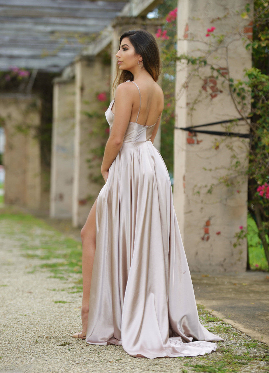 LOTTIE GOWN - SATIN A-LINE DRESS