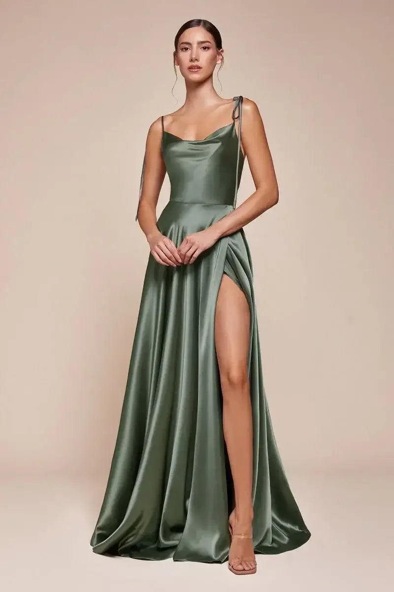 lady black tie green dress