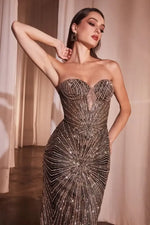 Maddox Gown - Black/Gold - STRAPLESS GLITTER EMBELLISHED GOWN
