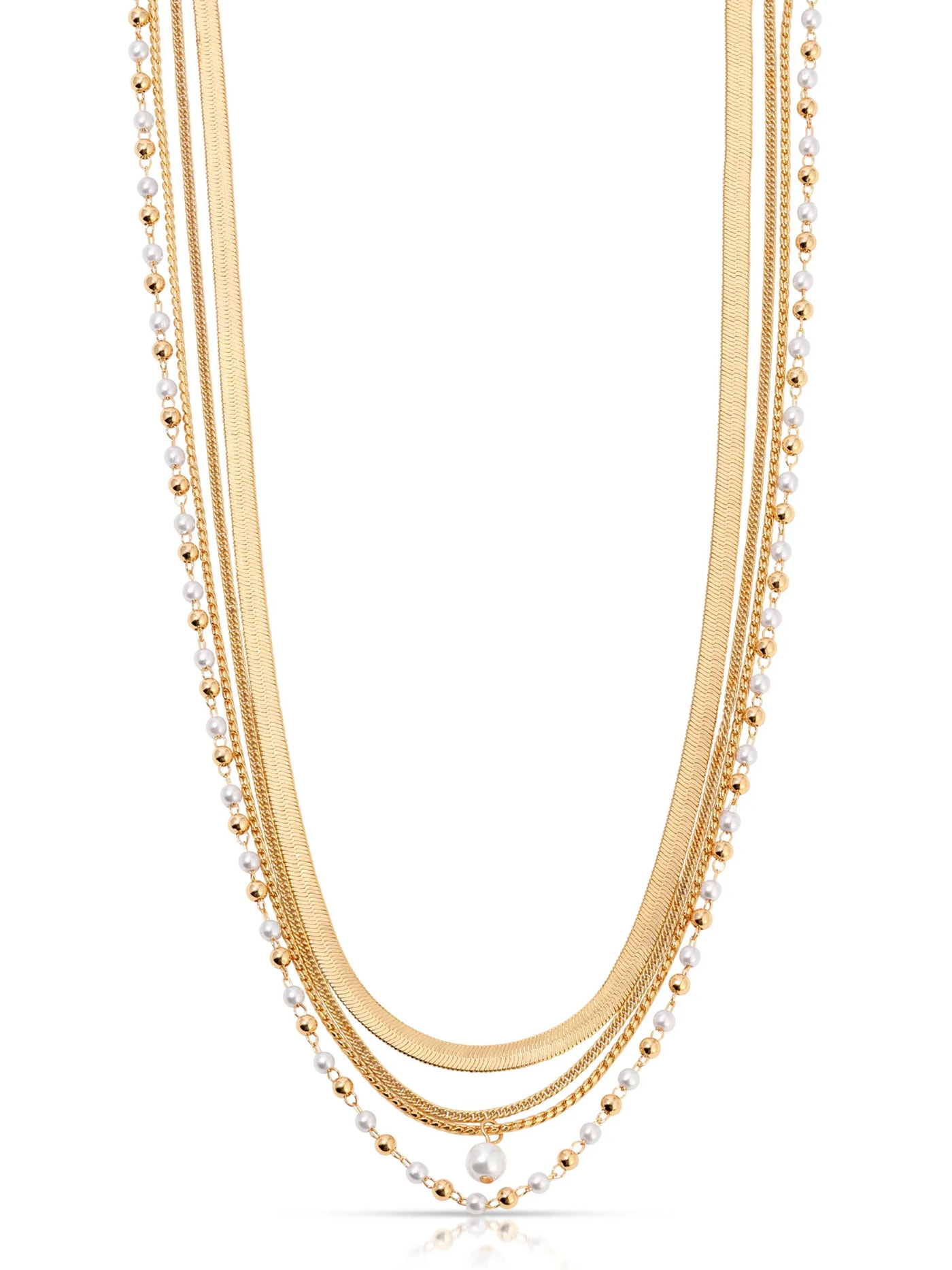 All the Chains Pearl Layered Necklace