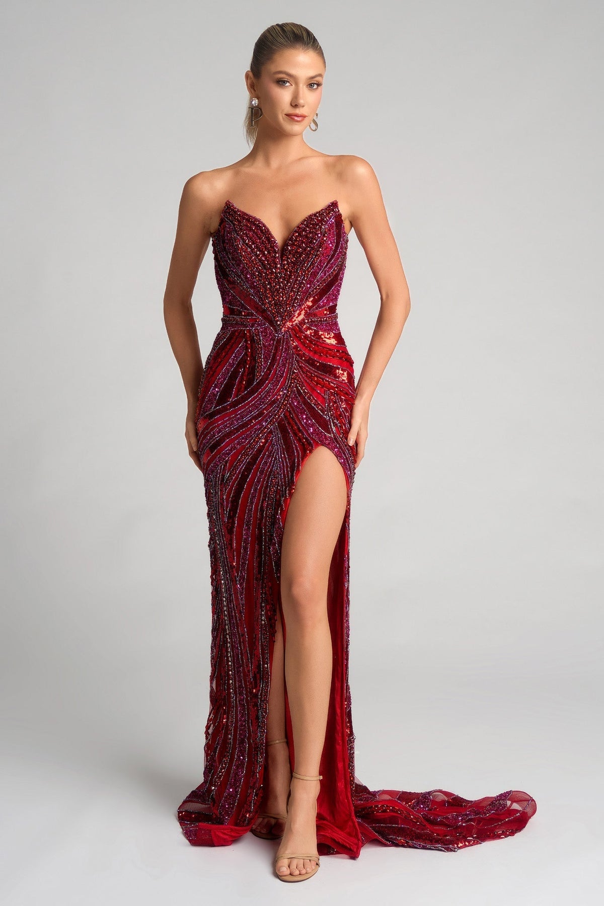 Portia & Scarlett PS25984C in Red Multi, front view | Lady Black Tie