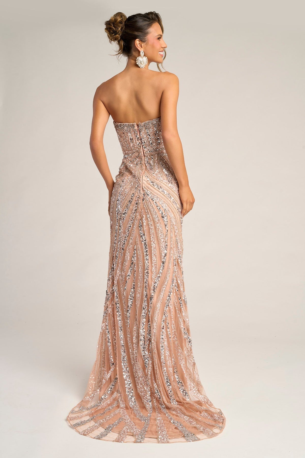 Portia & Scarlett PS26418C in Rose Gold/Silver, back view | Lady Black Tie